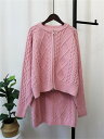 レトロ スリム ジッパー セーター コート ニットハーフ 2点セット (T)