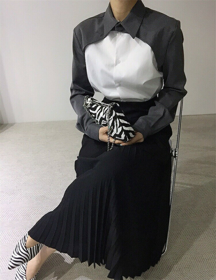 一列ボタン 長袖シャツ (T)