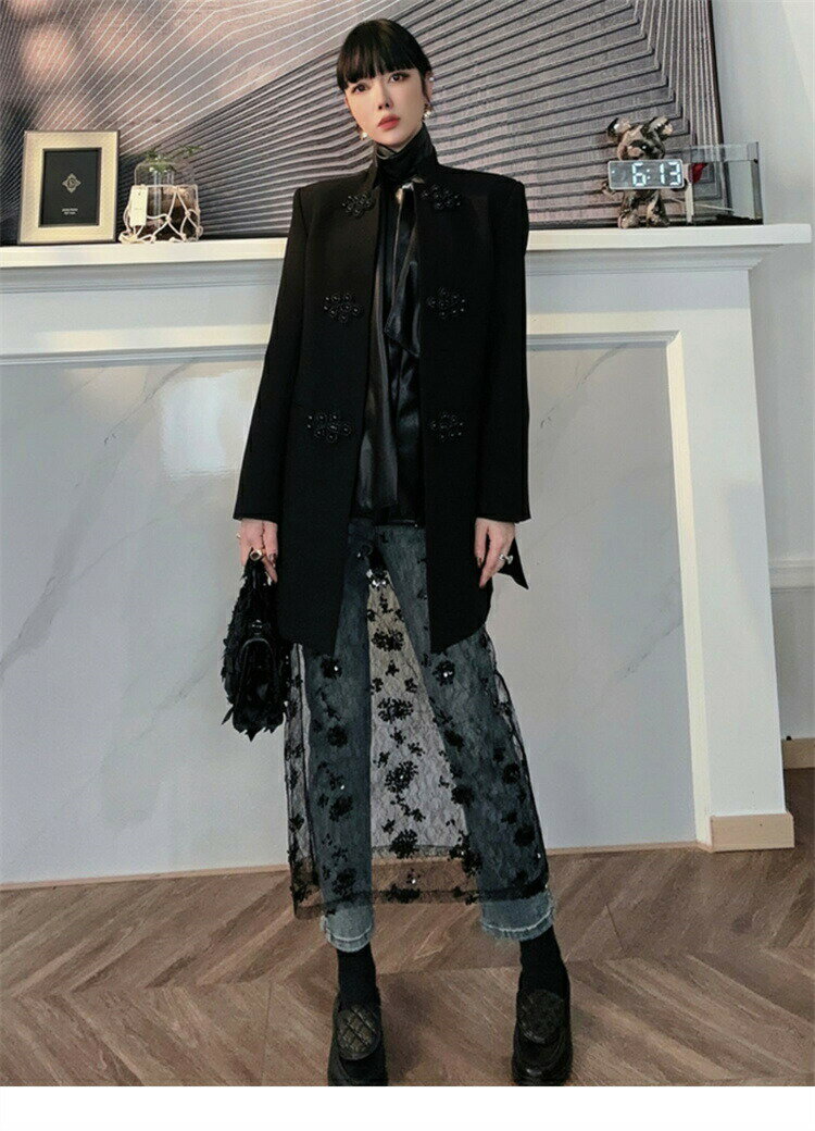 ラウンドネック洋風スリムロングスカート (T)