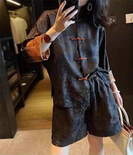 気質 通勤 セットアップ 長袖 バックル シャツ ワイドパンツ (T) 気質 通勤 セットアップ 長袖 バックル シャツ ワイドパンツ (T)
