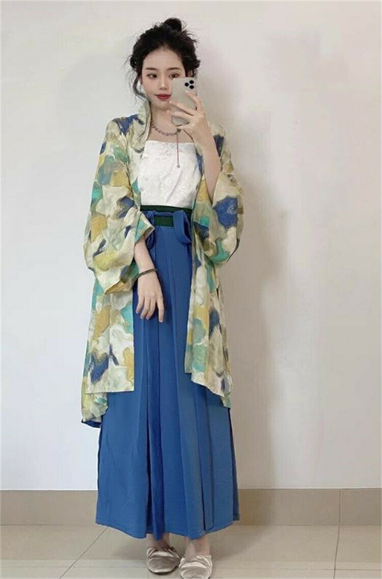 中国風 改良漢服 ゆったりロングシャツ (T)