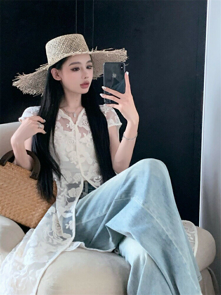 韓国ファッション ジャンパースカート ロングスカート Vネック 花結び スプリット (T)