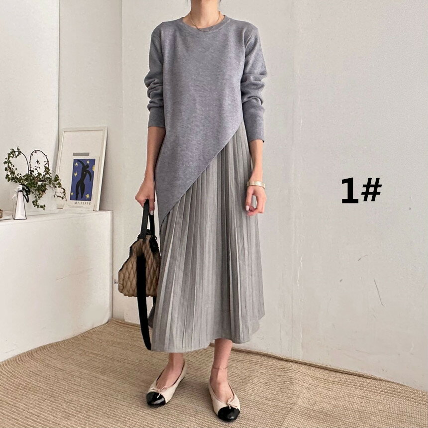 ロング丈ワンピース キャミワンピ+ニットトップス (T)