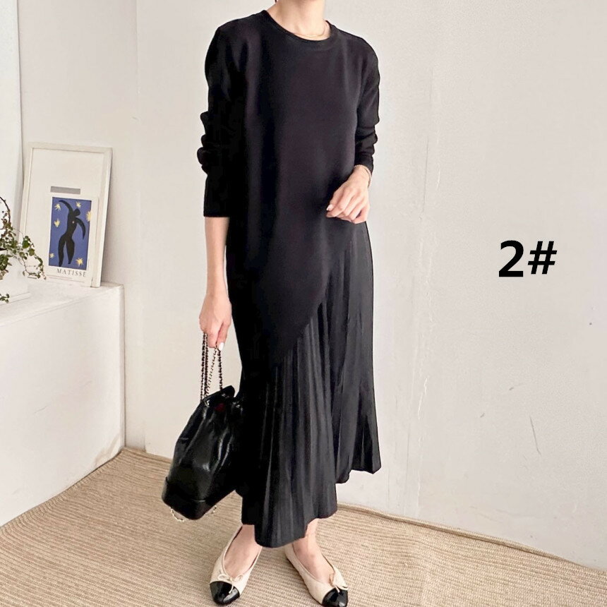 ロング丈ワンピース キャミワンピ+ニットトップス (T)