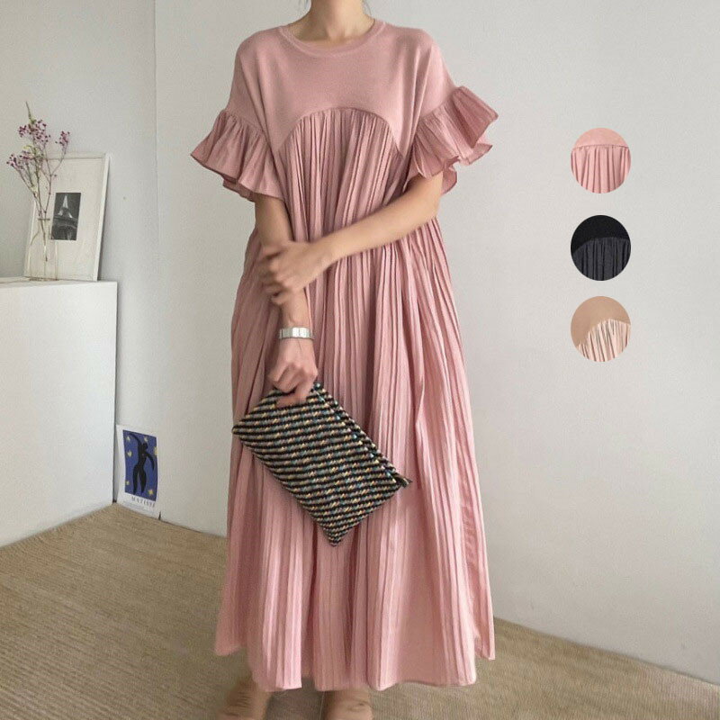 ロング丈ワンピース 半袖ワンピース レディース (T)