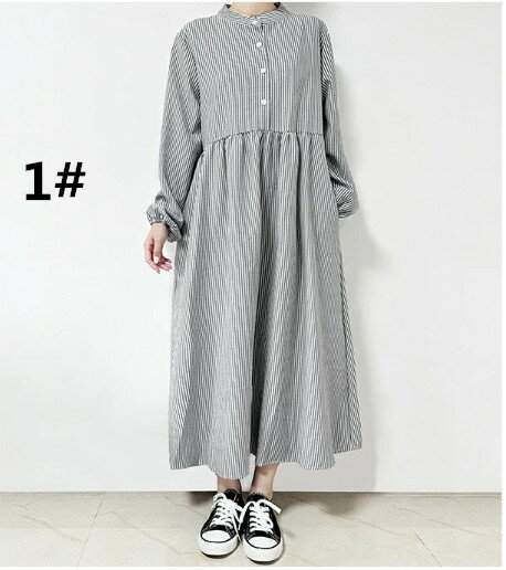 シャツワンピース レディース 長袖ロングワンピ (T)