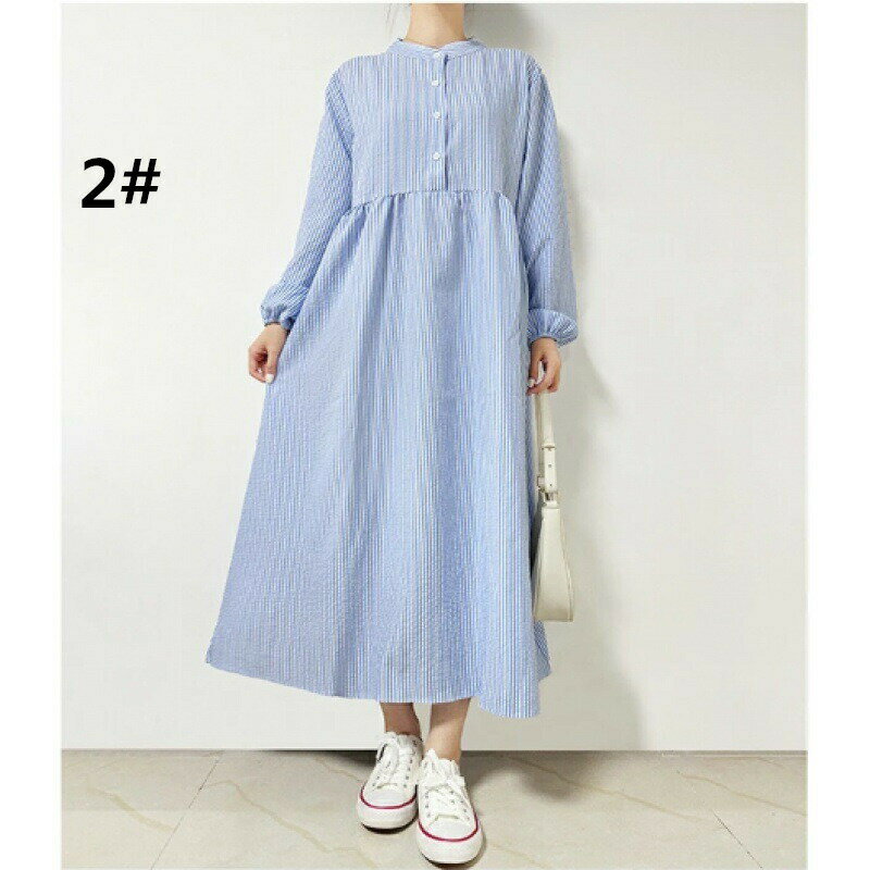 シャツワンピース レディース 長袖ロングワンピ (T)