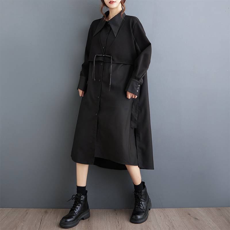 シャツワンピース レディース 長袖ワンピ (T)