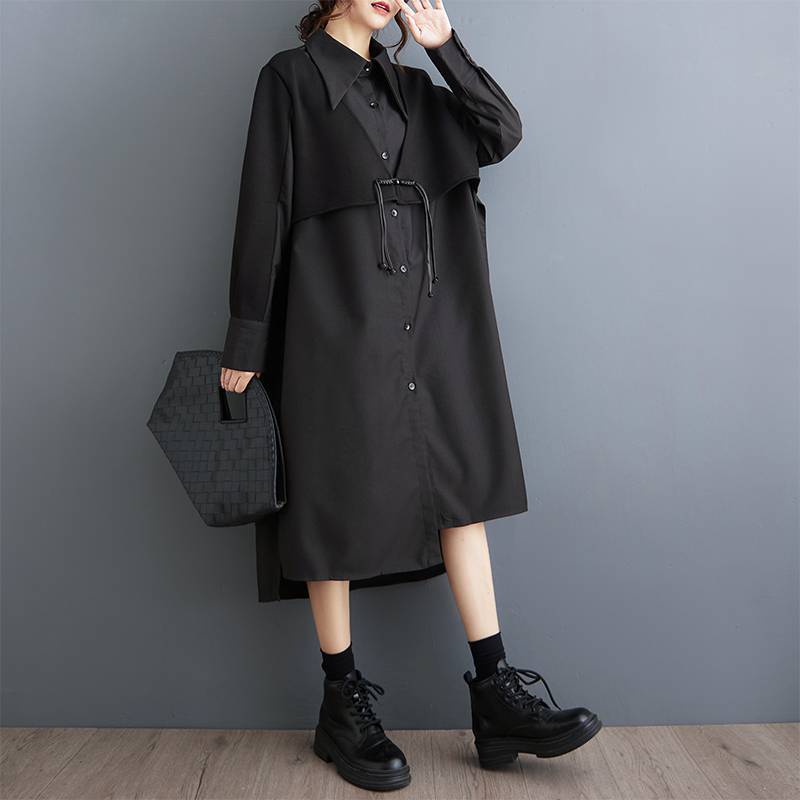 シャツワンピース レディース 長袖ワンピ (T)