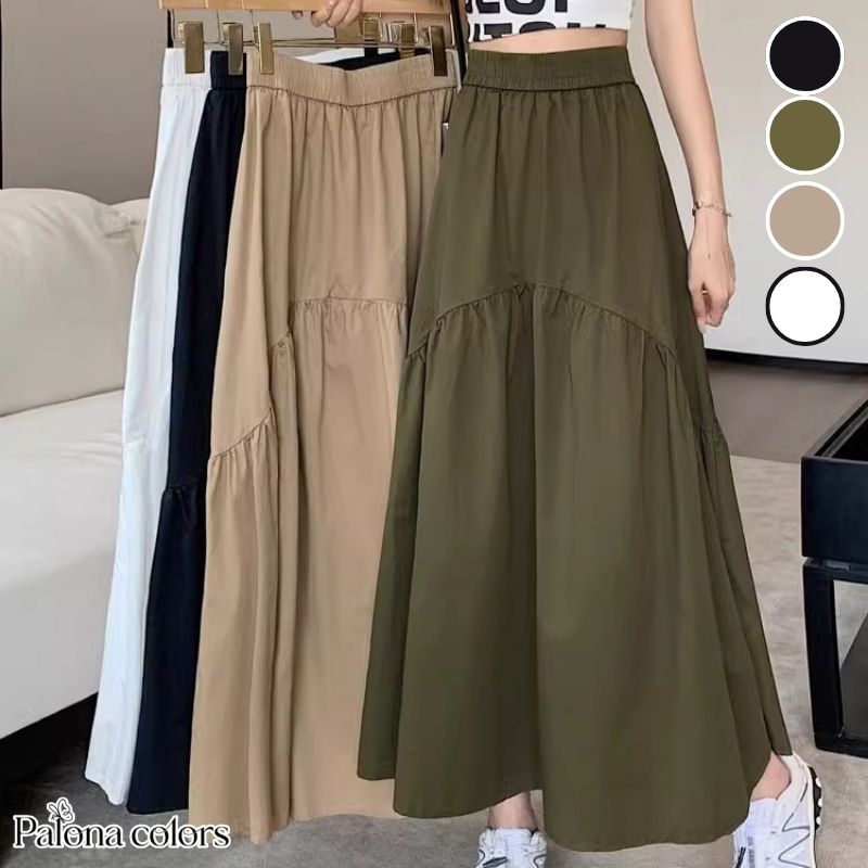 【限定値下さらにクーポン利用で★1710円】ロングスカート ゴムウエスト レディース スカート きれいめ ふんわり フレアスカート カジュアル 無地 シンプル かわいい おしゃれ 大人 ゆったり オフィス デート 春 夏 秋 冬 韓国ファッション[R](T)のサムネイル
