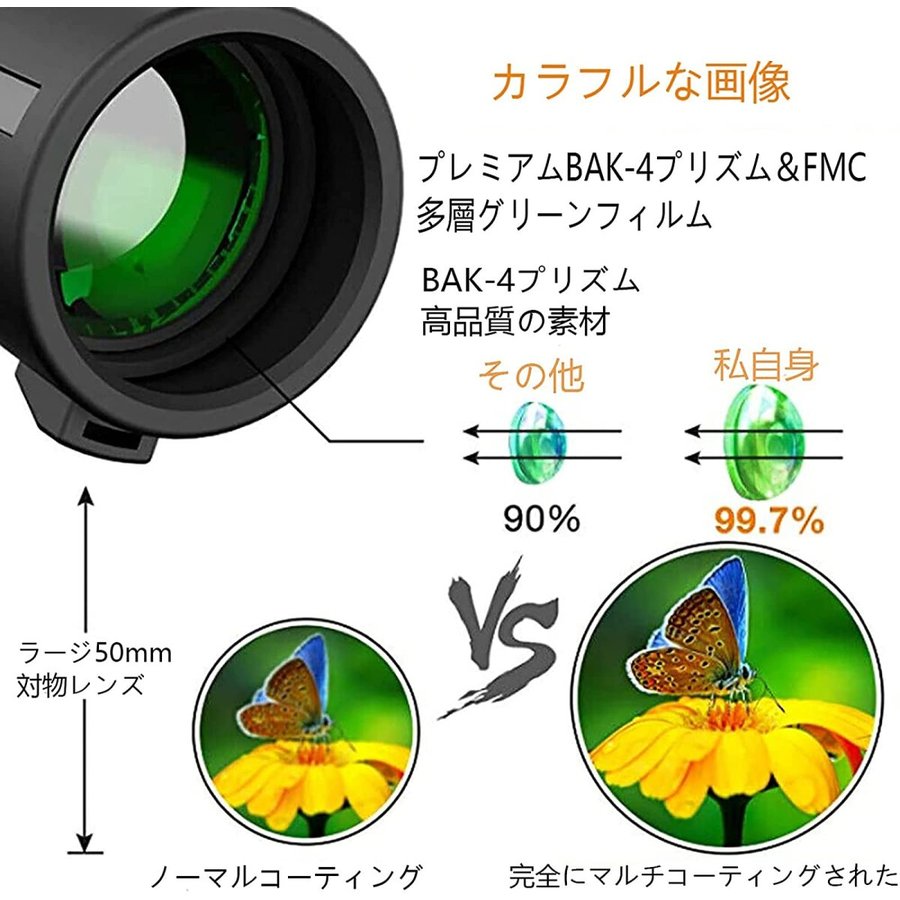 【モデルチェンジ＆グレートアップしました】単眼鏡 望遠鏡スマホ用望遠レンズ 40X60 高倍率 スマートフォン対応 望遠レンズ ズーム 単眼 高透過率 防水霧 耐衝撃 天体観察 スタースコープ 小型 軽量 スマホ 撮影 野鳥観察 アウトドア 花火大会 三脚付き 送料無料 2