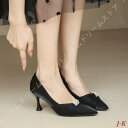 パンプス 歩きやすい レディース ハイヒール 7cm ピンヒール サテン リボン 白 赤 黒 通勤 美脚 パーティー 宴会 忘年会 二次会 クリスマス 婚礼