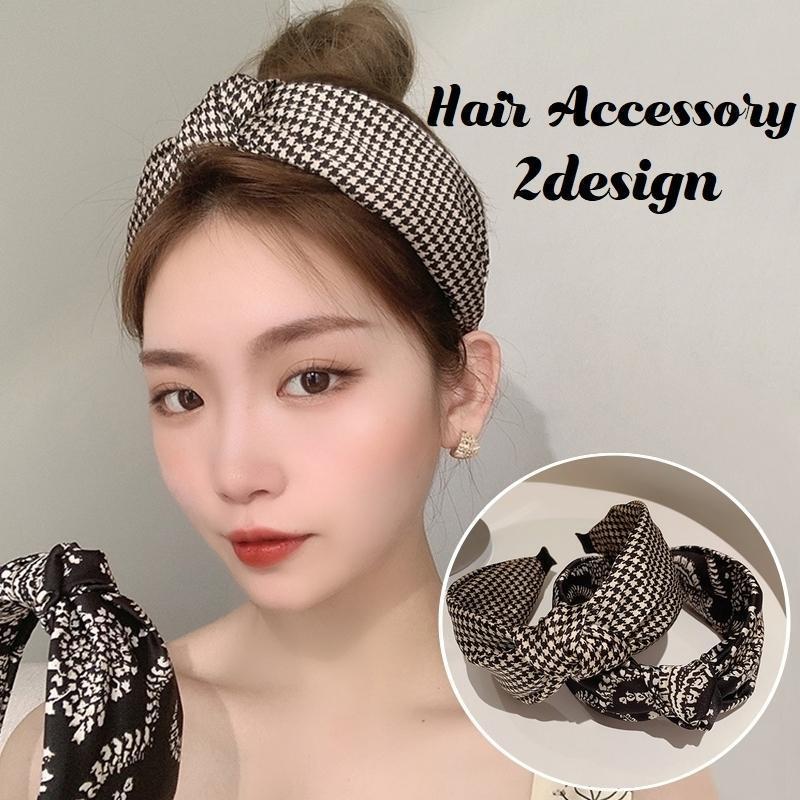 カチューシャ レディース ヘアアクセサリー ヘッドバンド ヘアバンド 髪飾り 髪留め ワイド 幅広 太め 結び目 ねじり 千鳥格子柄 花柄 フラワー