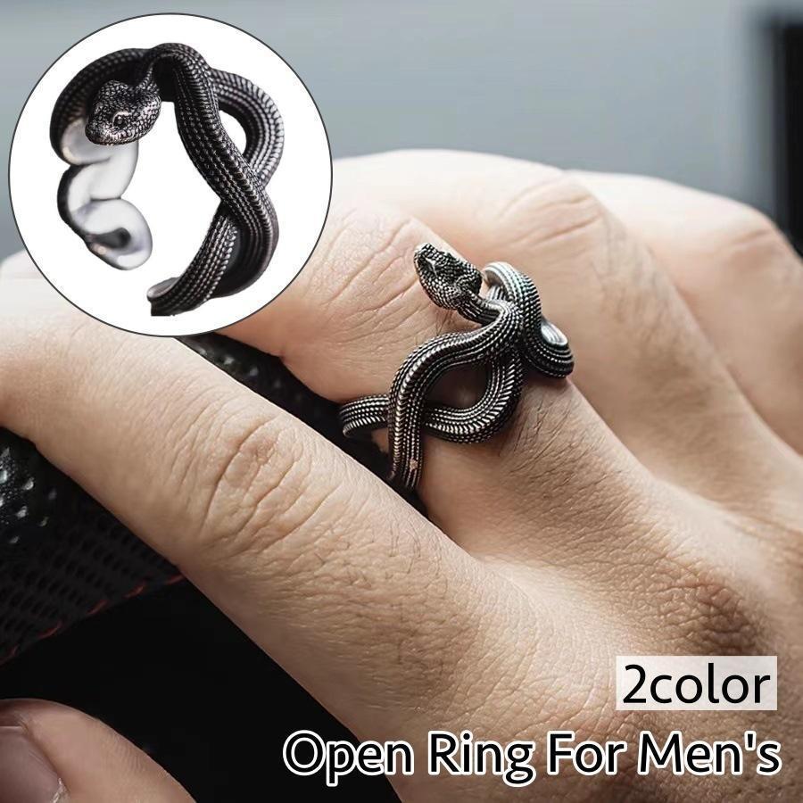 指輪 オープンリング ファッションリング メンズ 男性 アクセサリー スネーク 蛇 へび ヘビ アンティーク調 エキゾチック リアル かっこいい お洒