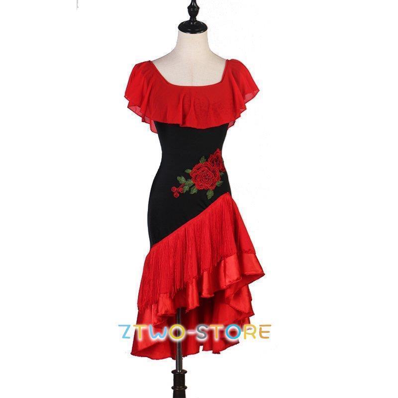 ラテンダンスドレス ワンピース ルンバ サンバ ワルツ ラテン専用ドレス レッスン着 練習用 競技用 発表会用ダンスドレス 社交ダンス衣装 開場演出服