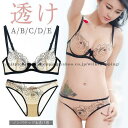 ブラジャー シースルー ブラジャー ショーツセット 下着女性 下着 ランジェリー フラワーレースブラジャー(4)