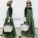 デニム サロペットスカート 大きいサイズ ゆったり 綿 ワンピース Aライン 春秋 ロングワンピース 妊婦服 体型カバー 通勤 オシャレ カジュアル(4)