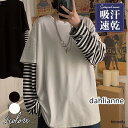 tシャツ Tシャツ 長袖 メンズ ロング 重ね着 レイヤード風 ボーダー 春服 秋 カットソー ゆったり ロンT トップス インナー 高校生 学生