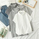 【期間限定2380円→1980円】ガーゼ シャツ ガーゼシャツ レディース ガーゼ コットンシャツ ガーゼ シャツ ガーゼ フレンチスリープ シャツ 襟 レディース トップス 半袖 ブラウス 折り襟 チェック柄 ストライプ 無地 コットン 綿 30代 40代 2重ガーゼ 半袖シャツ