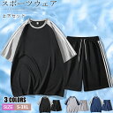 上下セット 接触冷感 メンズ 涼しいTシャツ 半袖 短パンツ 丸首 切り替え ひんやり 快適 通気 冷感 運動セット ランニング テニス ゴルフ 運動着 体育祭...