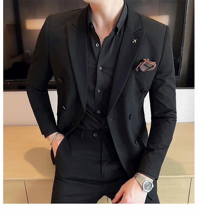 ダブルスーツ メンズ スーツ セットアップ おしゃれ カジュアルスーツ パンツスーツ 6色選択可 タキシード 紳士服 礼服 メンズスーツ フォーマル ビジネス オフィス 通勤就活面接 お呼ばれ 結婚式 二次会 発表会 演奏会 30代40代 大人 大きいサイズ 2点セット 紺色 黒 カーキ