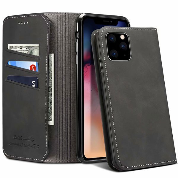 iPhone 11/iPhone 11 Pro/iPhone 11 Pro Max iPhoneX/XS ȥ PUĢ iPhone ɵǽդ ޥ С ɼǼ Ģ ݸ Ѿ׷ 餫եåPU 5-Black