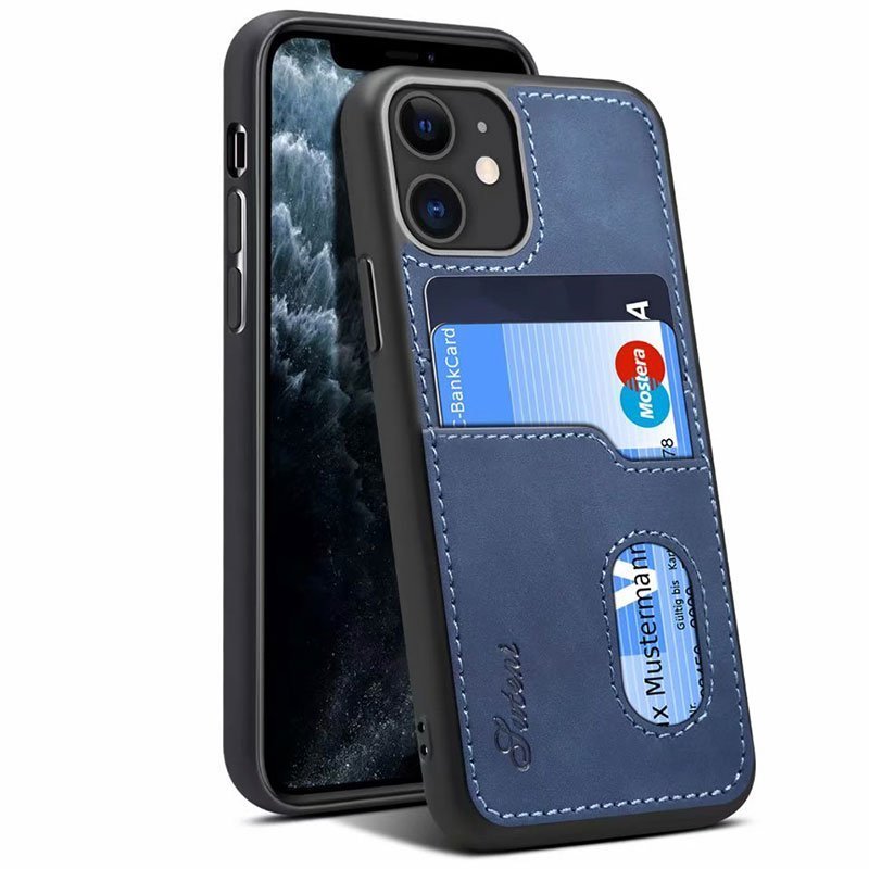 iPhone 11/iPhone 11 Pro/iPhone 11 Pro Max ȥPUС iPhoneX/XS iPhoneݸС ɼǼ ä ݸ PU ɻ ޥۥ6 Blue