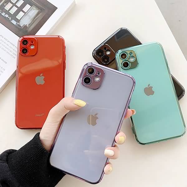 iPhone11/11Pro/11Pro Max カメラフルカバー 鍍金加工TPUケース 一体型TPUケースiPhoneソフトケース スマホTPUケース 簡単取付け ストラップホール付き 全4色