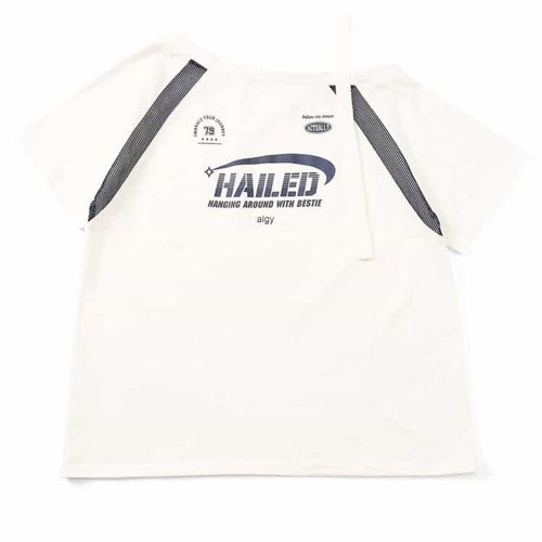 Rakuten - 30%OFFセール SALE アルジー 子ども服 半袖Tシャツ 125cm-165cm ALGY ゲームワンショルT オフホワイト メール便OK 2025春夏 子供服 女の子用 女子 キッズ ジュニア エフオー FO