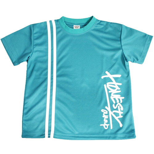 アナップキッズ 子ども服 半袖Tシャツ 110cm-130cm ANAP KIDS 速乾 スポーティ ライン ビッグ Tシャツ グリーン メール便OK 110cm/120cm/130cm アナップ キッズ 子供服 男の子 女の子 男女兼用