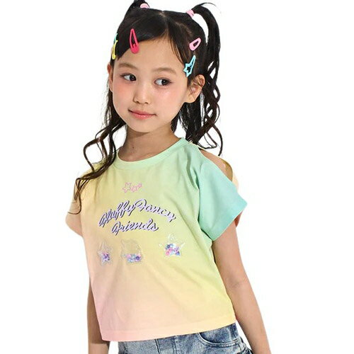 乐天商城 - ANAP KIDS（アナップキッズ ANAP KIDS） スパンコール ユニコーン 肩アキ Tシャツ トップス レインボー 110cm/120cm/130cm メール便OK 2026春夏 新作