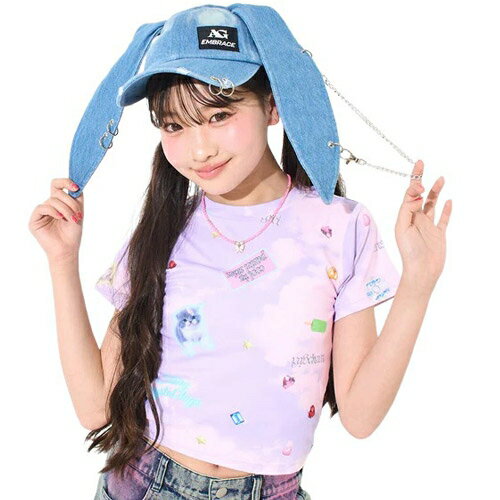 乐天商城 - ANAP GIRL（アナップ ガール） カワイイ柄 Tシャツ ラベンダー XS(135-145cm)/S(145-155cm)/M(155-165cm) メール便OK 2026春夏 新作