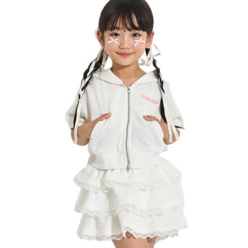 乐天商城 - ANAP KIDS（アナップキッズ ANAP KIDS） POMPOM耳付 スウェットパーカー × スカートセット ホワイト 110cm/120cm/130cm メール便OK 2026春夏 新作 ANAP KIDS 24th アニバーサリーアイテム