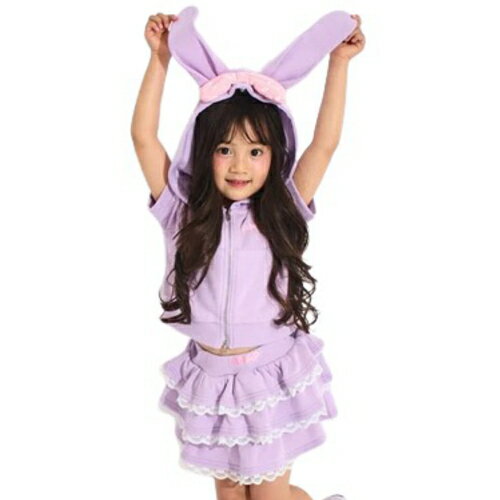 乐天商城 - ANAP KIDS（アナップキッズ ANAP KIDS） POMPOM耳付 スウェットパーカー × スカートセット ラベンダー 110cm/120cm/130cm メール便OK 2026春夏 新作 ANAP KIDS 24th アニバーサリーアイテム
