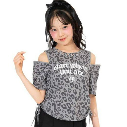 Rakuten - ANAP GIRL（アナップ ガール） ハトメデザイン 肩ジップ Tシャツ トップス グレー/ホワイト XS(135-145cm)/S(145-155cm)/M(155-165cm) メール便OK 2026春夏 新作