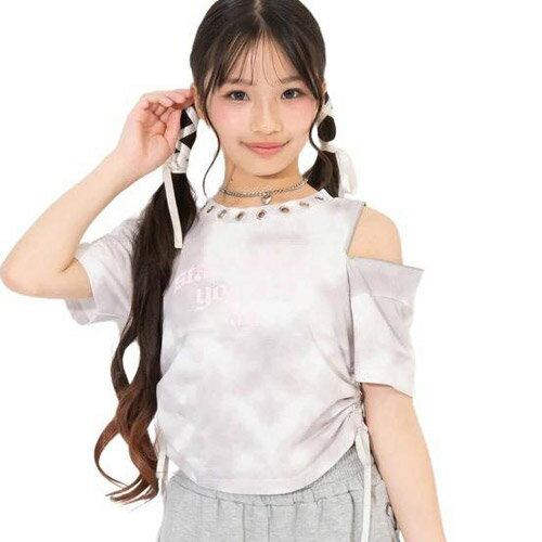 Rakuten - ANAP GIRL（アナップ ガール） ハトメデザイン 肩ジップ Tシャツ トップス グレー XS(135-145cm)/S(145-155cm)/M(155-165cm) メール便OK 2026春夏 新作