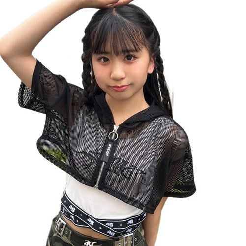 Rakuten - ANAP GIRL（アナップ ガール） メッシュパーカー × タンクセット ブラック XS(135-145cm)/S(145-155cm)/M(155-165cm) メール便OK 2026春夏 新作