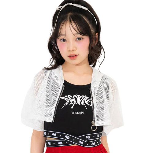 Rakuten - ANAP GIRL（アナップ ガール） メッシュパーカー × タンクセット ホワイト XS(135-145cm)/S(145-155cm)/M(155-165cm) メール便OK 2026春夏 新作