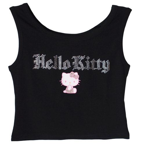 Rakuten - ANAP GIRL（アナップ ガール）×HELLO KITTY コラボ ラインストーンロゴタンクトップ ブラック XS(135-145cm)/S(145-155cm)/M(155-165cm) メール便OK 2026春夏 新作