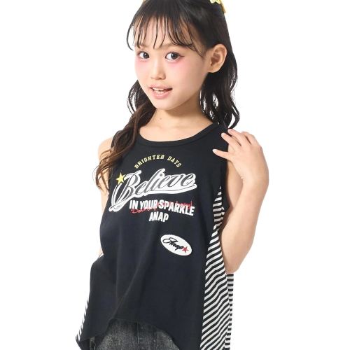 Rakuten - ANAP KIDS（アナップキッズ ANAP KIDS） イレヘム柄 タンクトップ ブラック 110cm/120cm/130cm メール便OK 2026春夏 新作