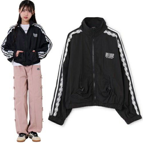 バイラビット by LOVEiT 子ども服 120-160cm レースラインパーカー クロ ブラック メール便OK 2025秋冬 byLOVEiT バイ ラビット ジップアップパーカー 子供服 キッズ ジュニア 女の子 新作のサムネイル