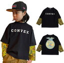 50%OFFセール SALE コンベックス 子供服 ロンT 120-160cm CONVEX カモフラ レイヤード ワイド長袖Tシャツ クロ 2023秋冬 メー...