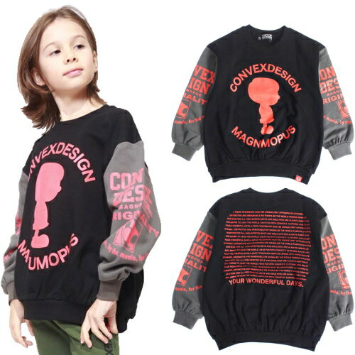 乐天商城 - 50%OFFセール SALE コンベックス 子供服 スウェット 120-160cm CONVEX シルエット バイカラー/BIGトレーナー クロ 2023秋冬 130cmまではメール便OK 120cm/130cm/140cm/150cm/160cm 裏毛 キッズ