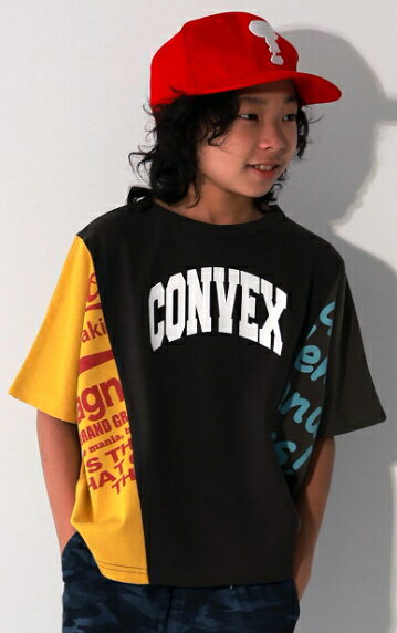 乐天商城 - 40%OFFセール SALE コンベックス 子ども服 半袖Tシャツ 120-160cm CONVEX ロゴ/リメイク風Tシャツ チャコール メール便OK 2024春夏 120cm/130cm/140cm/150cm/160cm 子供服 キッズ ジュニア 男の子 女の子 男女兼用