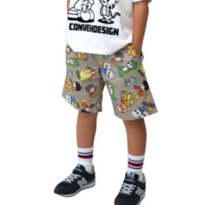 乐天商城 - 40%OFFセール SALEコンベックス 子ども服 130-160cm CONVEX 総柄 ワイドショートパンツ ベージュ メール便OK 2025春夏 130cm/140cm/150cm/160cm ハーフパンツ 子供服 キッズ ジュニア 男の子 女の子 男女兼用