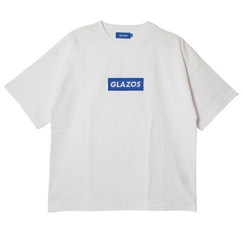 Rakuten - 40%OFFセール SALEグラソス 半袖Tシャツ GLAZOS 【ヘビーウェイト天竺】BOX刺しゅうロゴTシャツ シロ ホワイト メール便OK キッズ ジュニア メンズ 子ども服 子供服 大人服