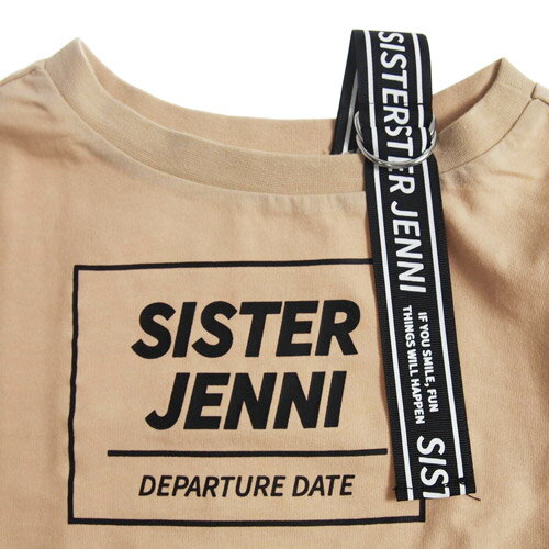 【40%OFFセール】SISTER JENNI シスタージェニィ 130-160cm ロゴプリントショルダーベルト ロンT ベージュ 130cm/140cm/150cm/160cm 2020秋冬 メール便OK 2105204 シスタージェニー 長袖Tシャツ 子供服 SALE