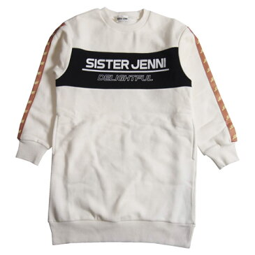 【40%OFFセール】SISTER JENNI シスタージェニィ 130-160cm 袖ロゴライン切替 起毛ワンピース オフホワイト 130cm/140cm/150cm/160cm 2020秋冬メール便不可 02105246 シスタージェニー 子供服 SALE