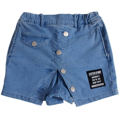 50%OFFセール SALE シスタージェニィ 子ども服 130cm-160cm SISTER JENNI ラップ風デニムショーパン サックス メール便OK 2024春夏 130cm/140cm/150cm/160cm シスタージェニー ショートパンツ 子供服 女の子用 キッズ ジュニアのサムネイル