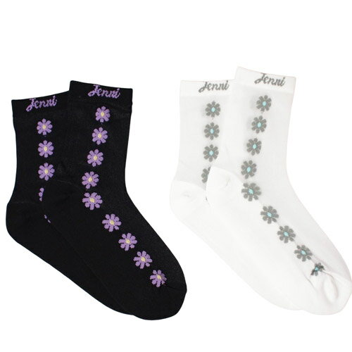 JENNI 子供服 靴下 19-24cm ジェニィ 縦フラワーシアークルーソックス シースルー メール便OK 2025春夏 シスタージェニー シスタージェニィ SISTER JENNI キッズ ジュニア 子供用 子ども服 女の子用 19cm-21cm/22cm-24cm kids juniorのサムネイル